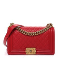 Lambskin Quilted Medium Boy Flap Red