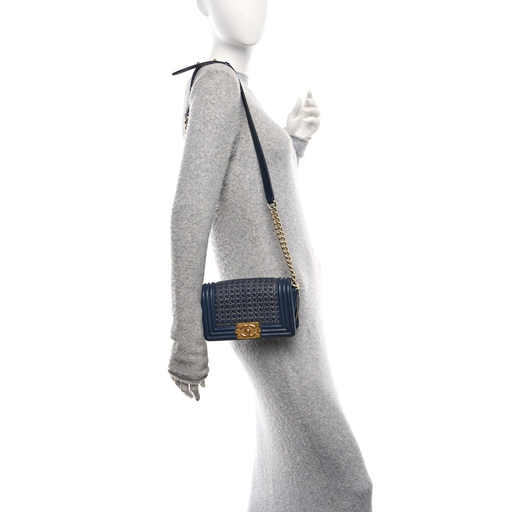 Sheepskin Braided Small Boy Reverso Flap Navy