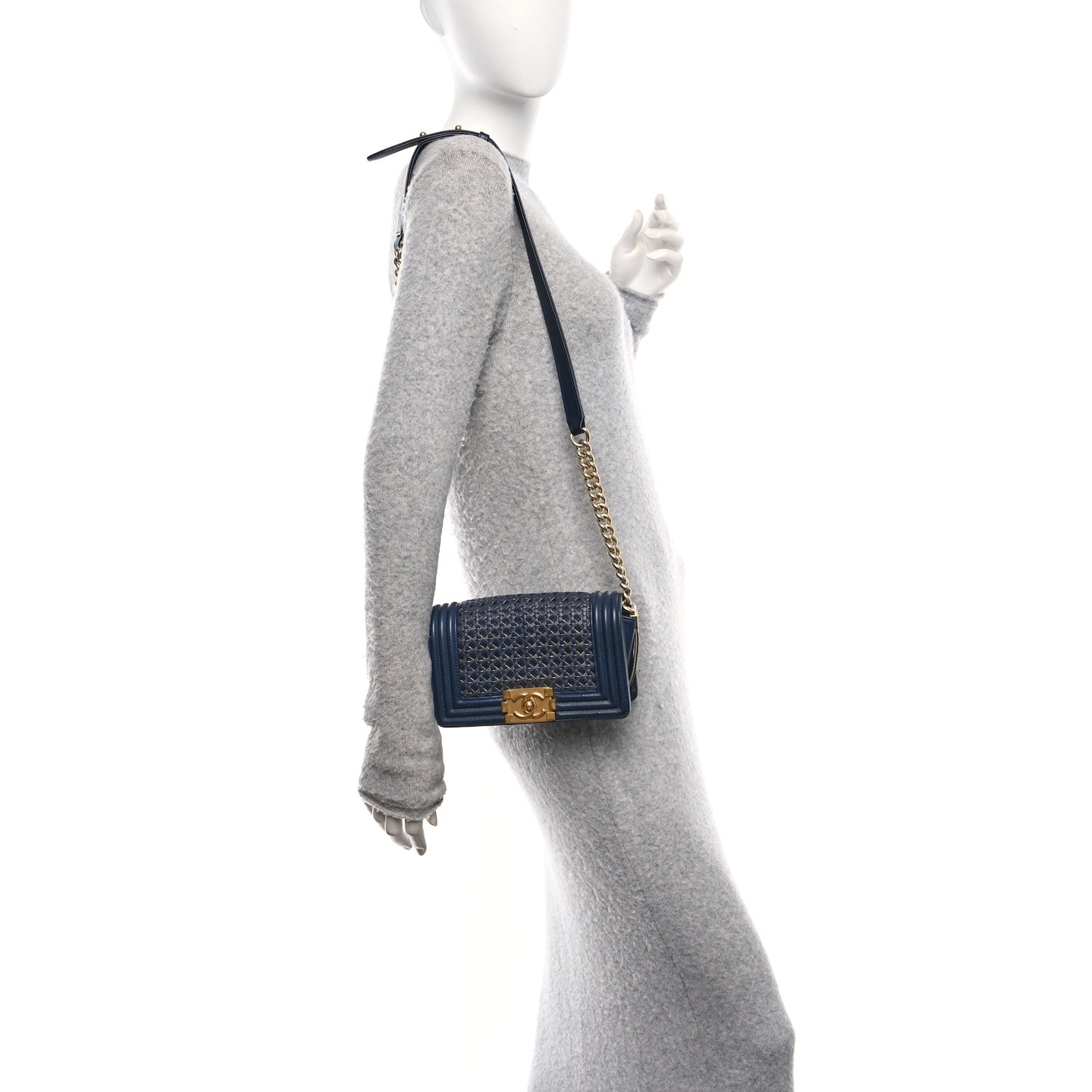 Sheepskin Braided Small Boy Reverso Flap Navy