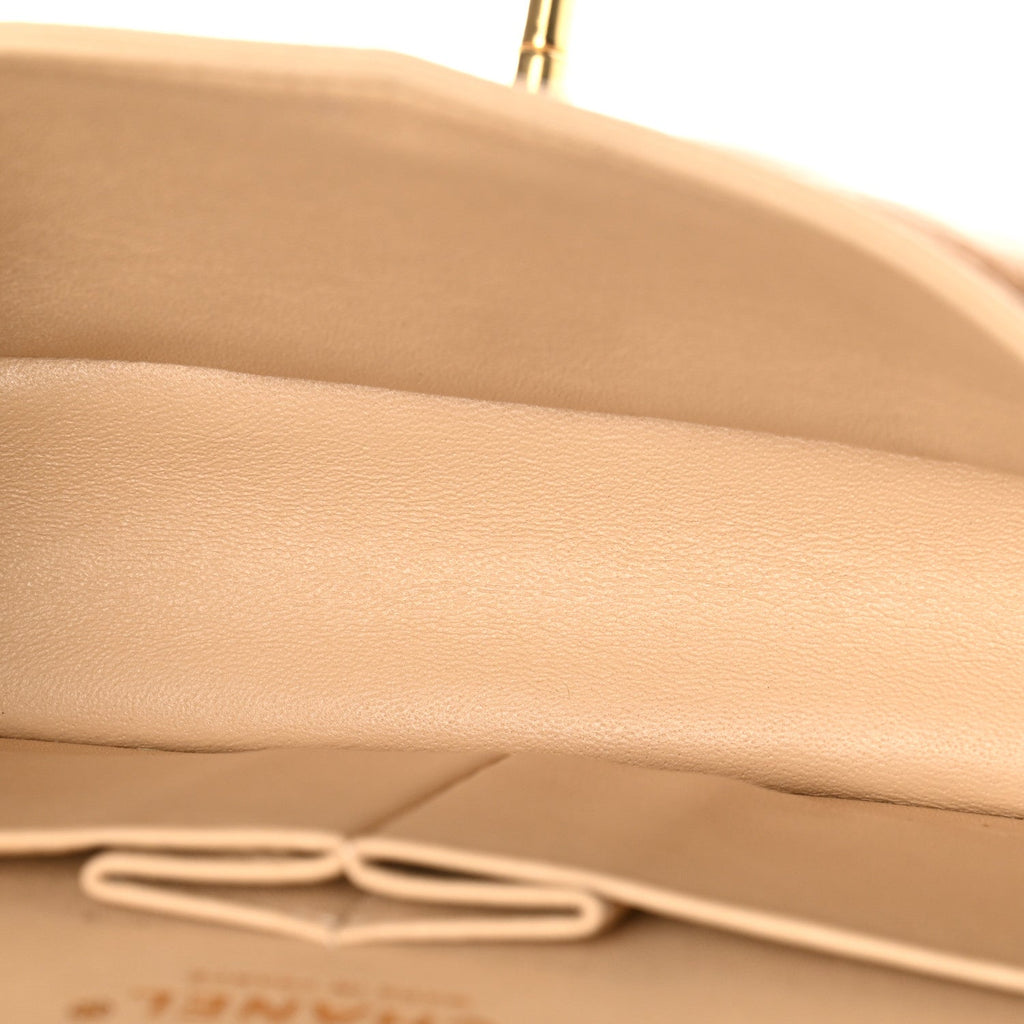 Caviar Quilted Small Double Flap Beige