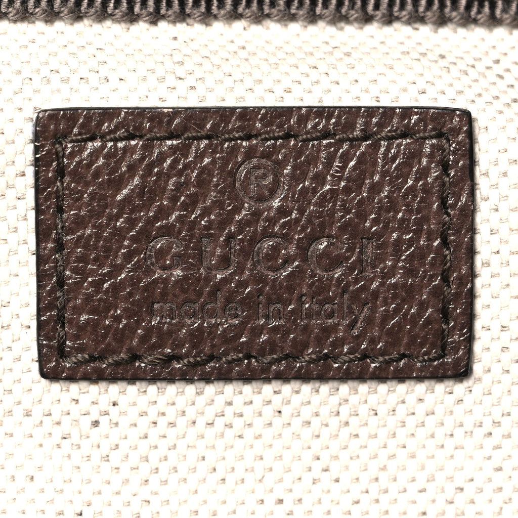 GG Supreme Monogram Medium Ophidia Double Buckle Backpack Brown