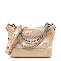 Iridescent Aged Calfskin Quilted Small Gabrielle Hobo Light Pink