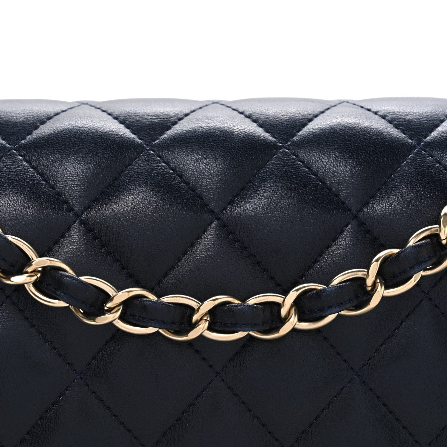 Lambskin Quilted Jumbo Double Flap Navy