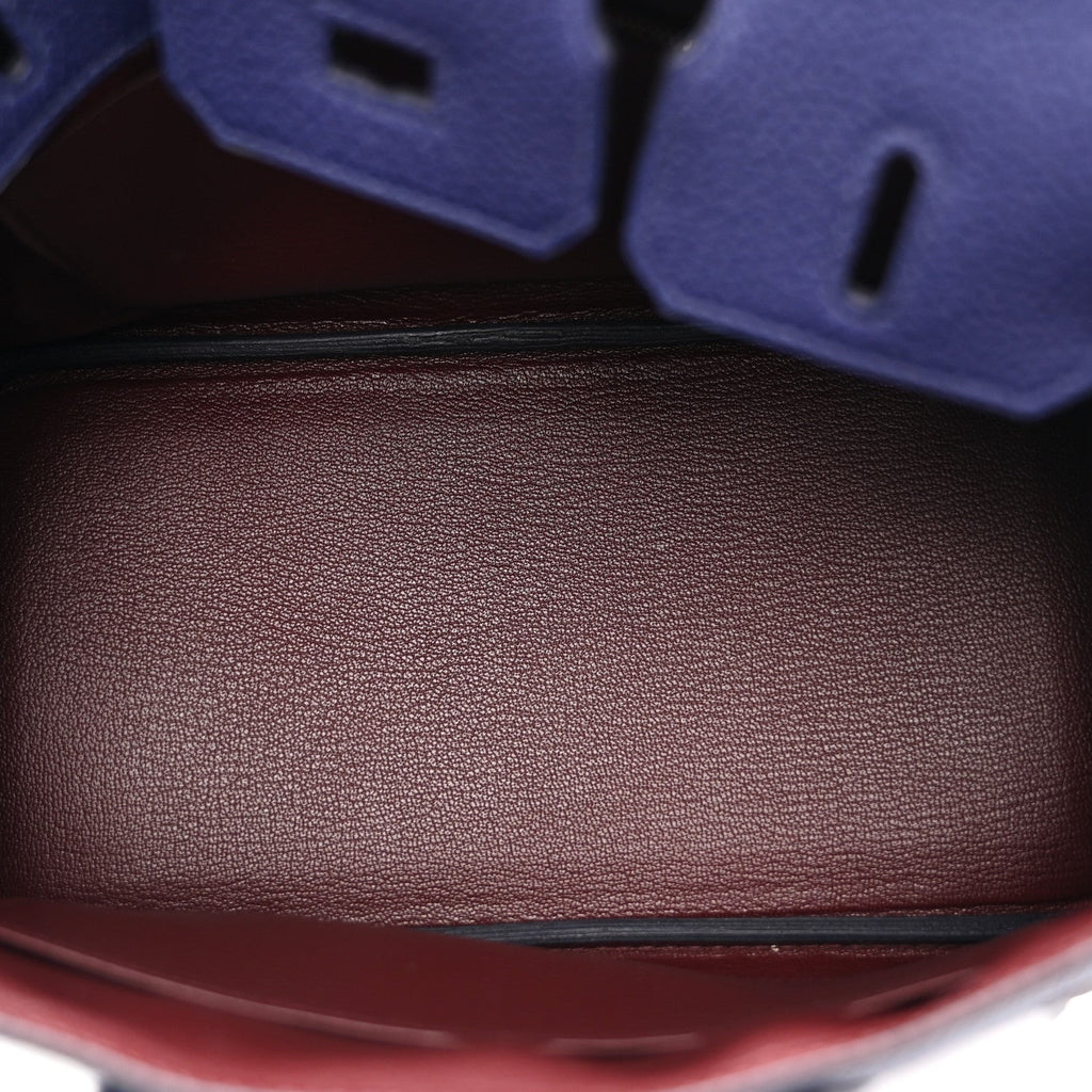 Togo Swift Officier Birkin 25 Bleu Encre Bordeaux