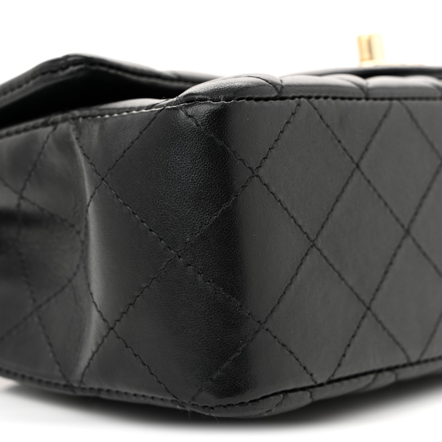 Lambskin Quilted Mini Rectangular Flap Black