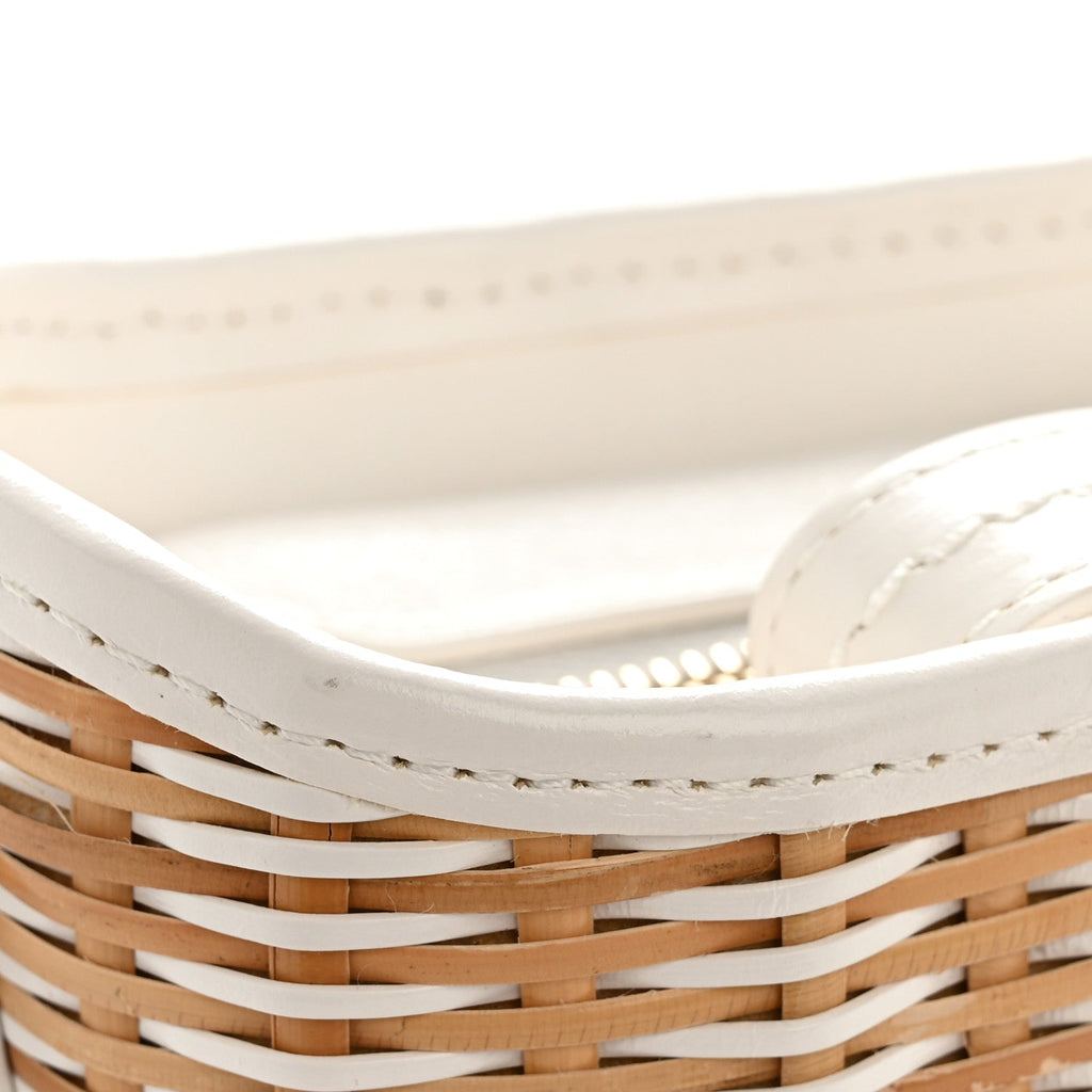 Rattan Calfskin Small Gabrielle Hobo Beige Ivory