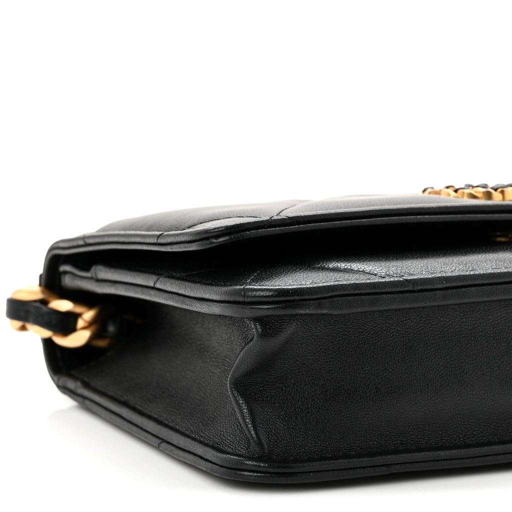 Lambskin Quilted Chanel 19 Wallet On Chain WOC Black
