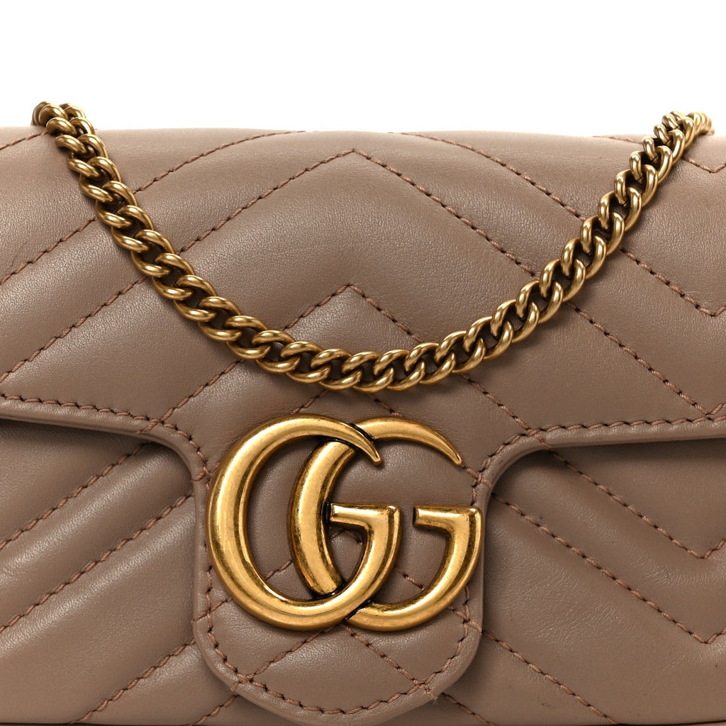 Calfskin Matelasse Super Mini GG Marmont Shoulder Bag Porcelain Rose