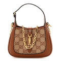 New Canvas Charisma Calfskin Crystal GG Monogram Mini Jackie 1961 Hobo Camel Ebony