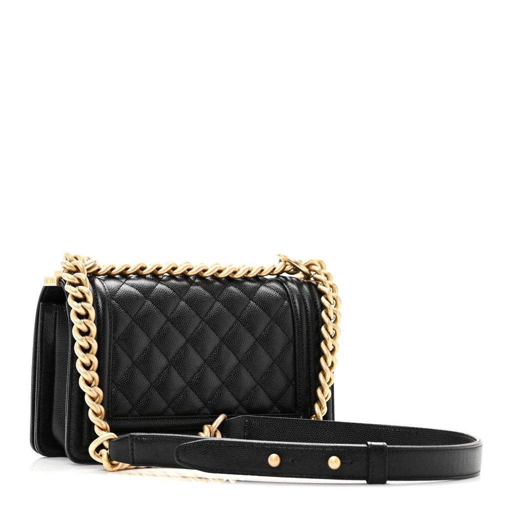 Caviar Quilted Small Boy Flap Black