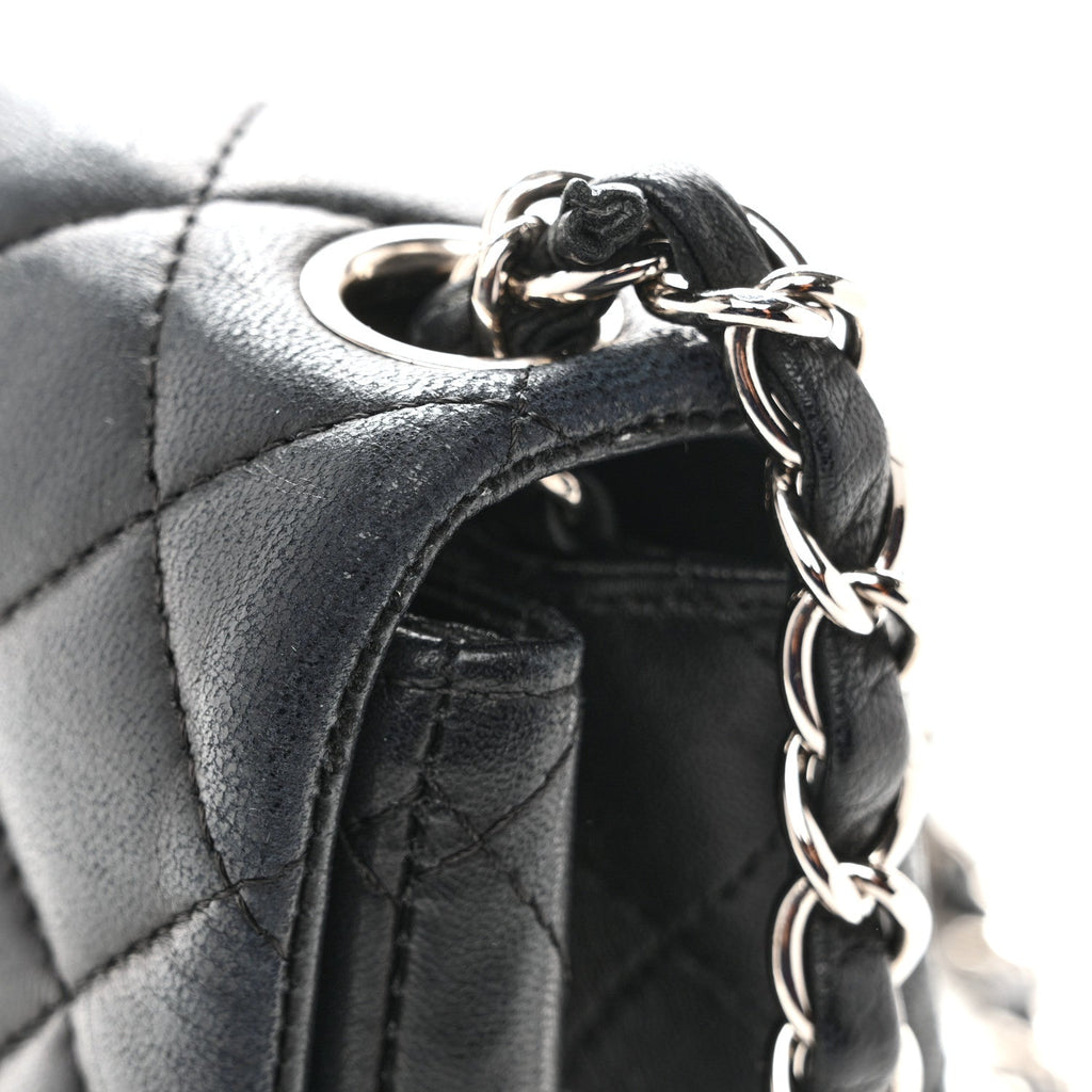 Lambskin Quilted Mini Square Flap Black