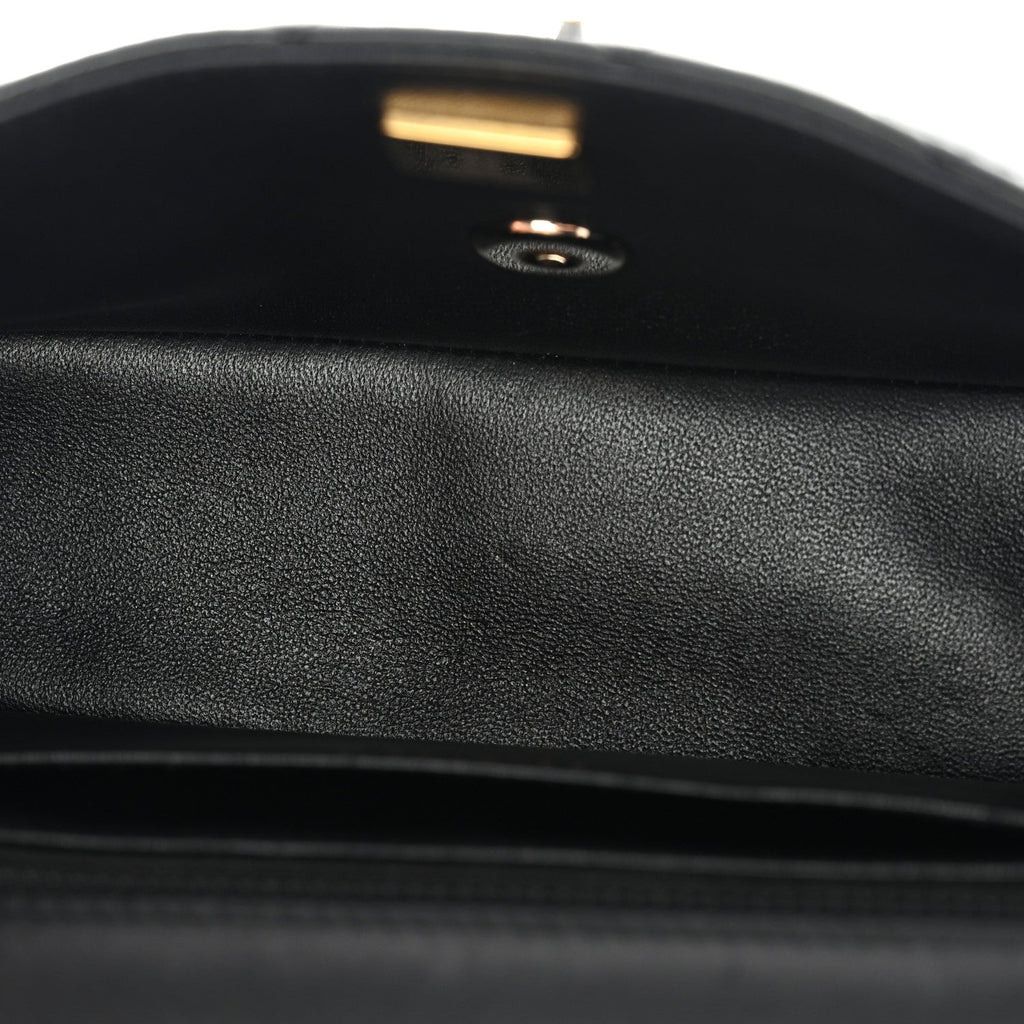 Lambskin Quilted Mini Rectangular Flap Black