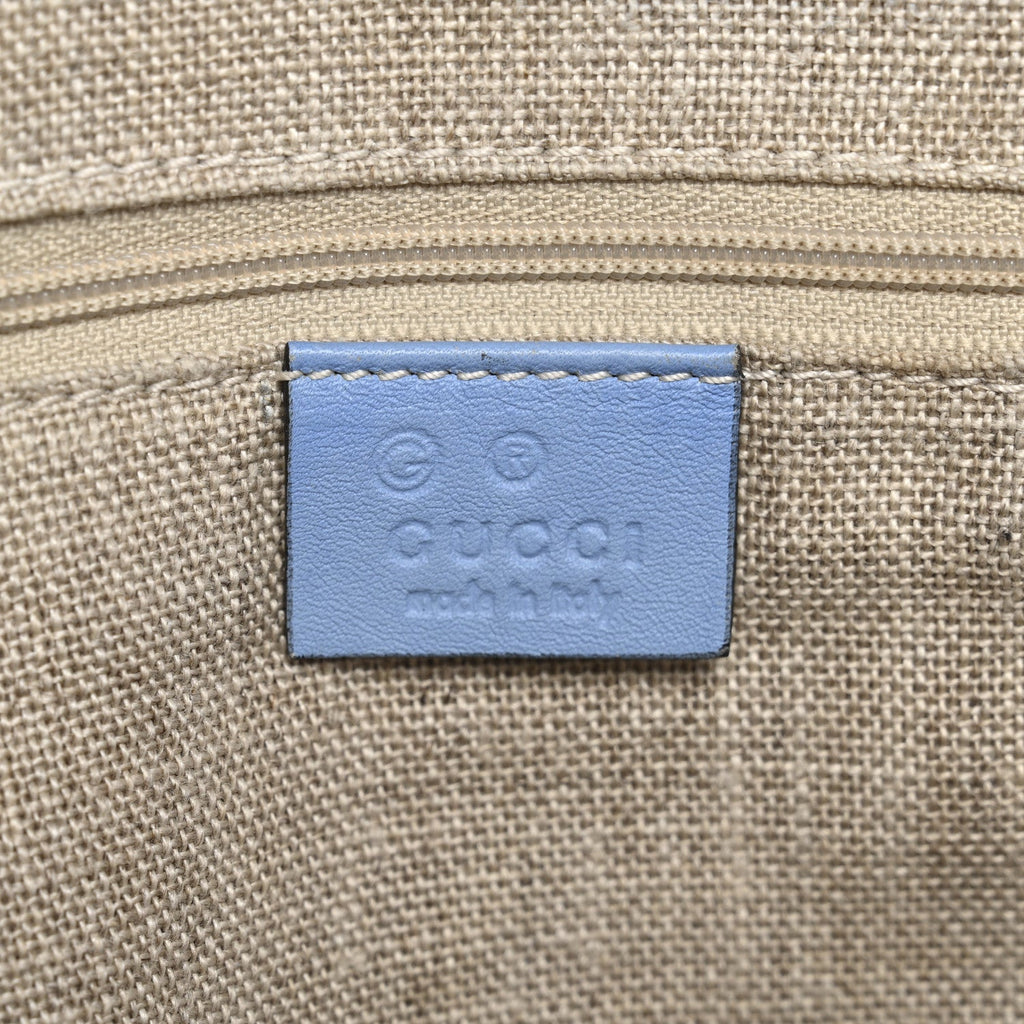 Soft Microguccissima Small Zippered Satchel Light Blue