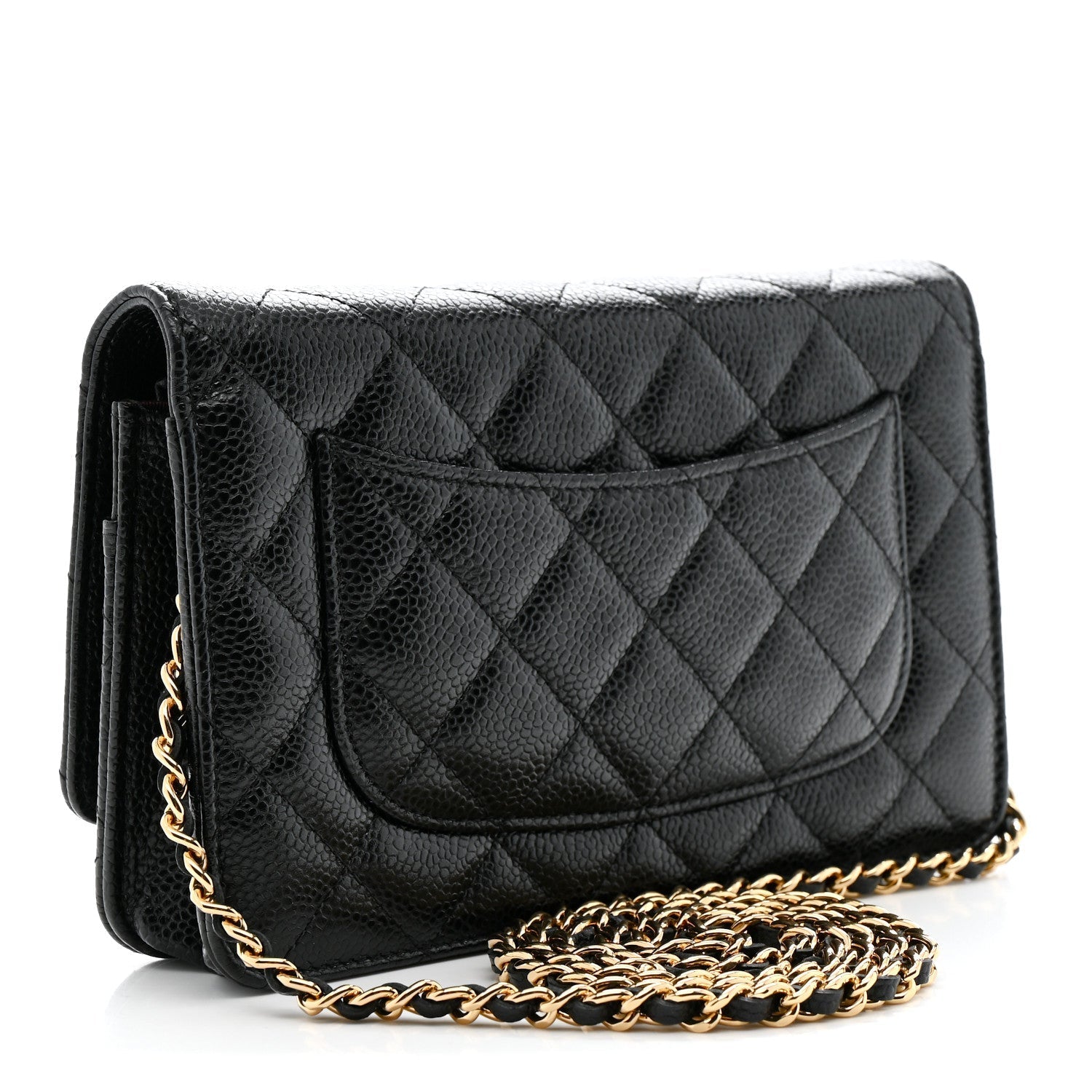 Caviar Quilted Wallet on Chain WOC Black