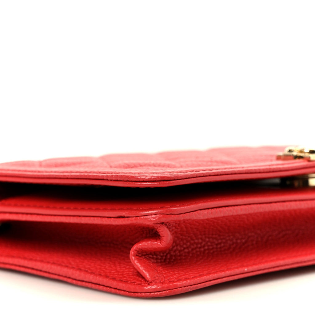 Caviar Quilted Boy Wallet On Chain WOC Red