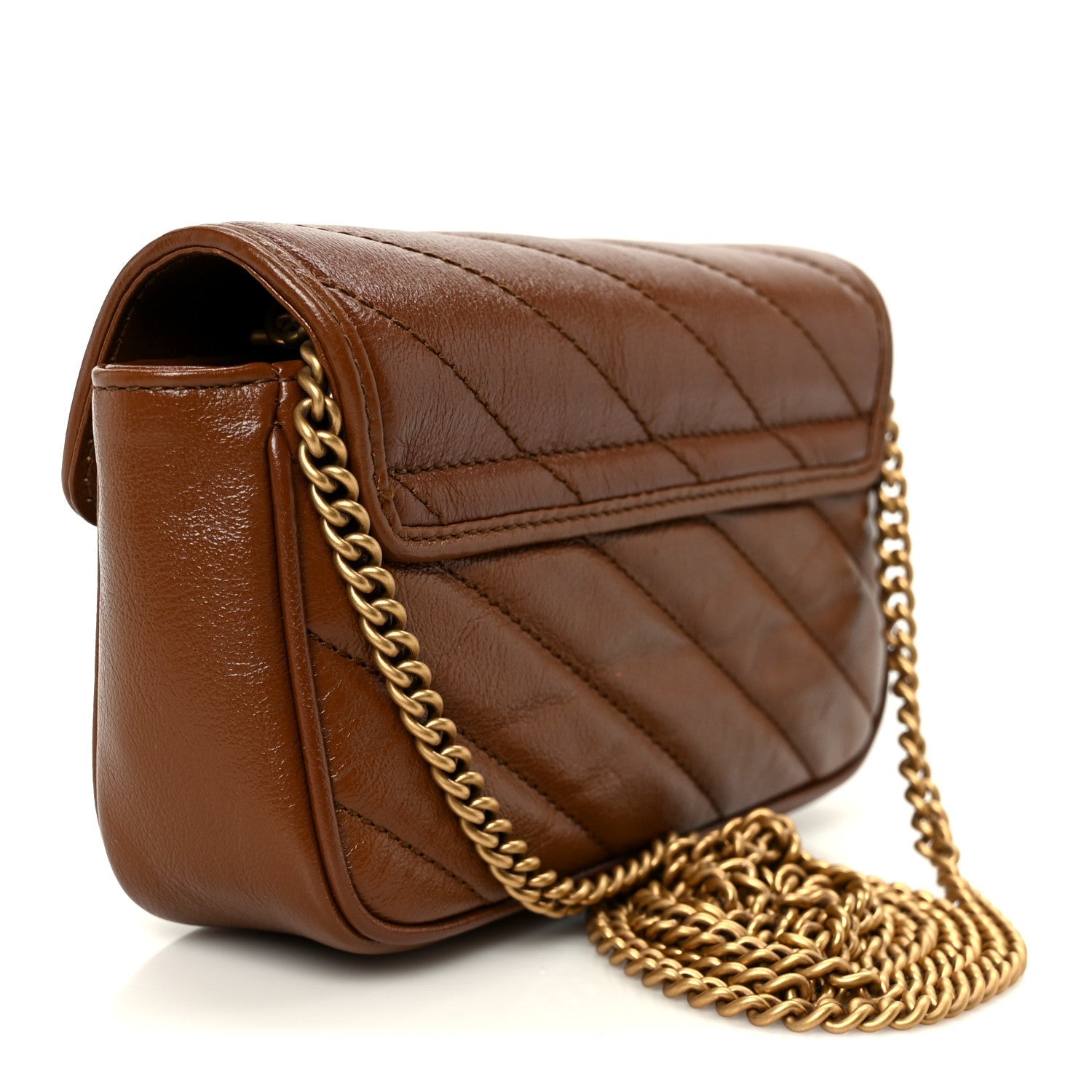 Azalea Calfskin Matelasse Diagonal Super Mini GG Marmont Shoulder Bag Cuir