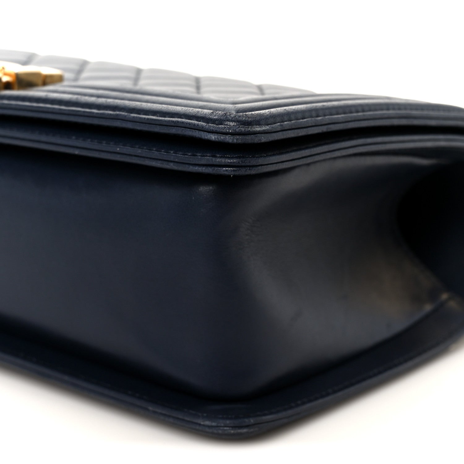 Lambskin Quilted Medium Boy Flap Dark Navy