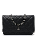 Caviar Quilted Wallet on Chain WOC Black
