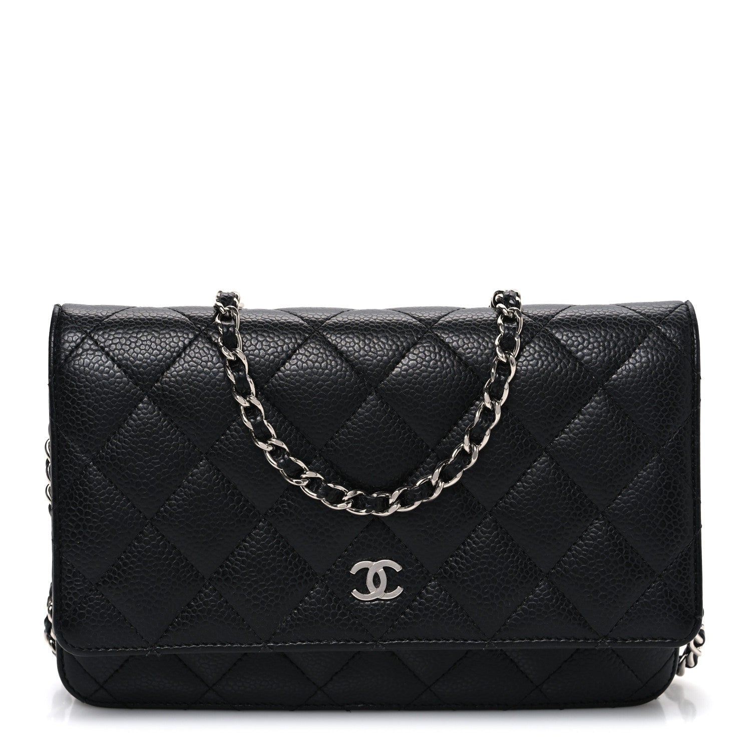 Caviar Quilted Wallet on Chain WOC Black