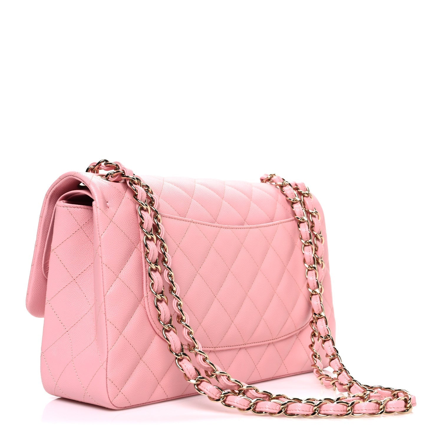 Caviar Quilted Jumbo Double Flap Pink
