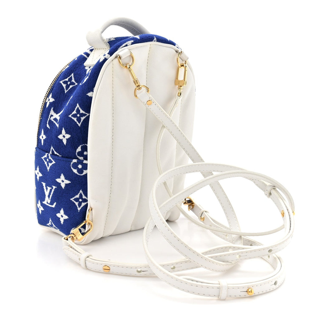 Jacquard Velvet Monogram Palm Springs Backpack Mini Blue