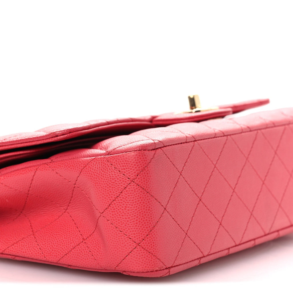 Caviar Quilted Medium Double Flap Dark Pink