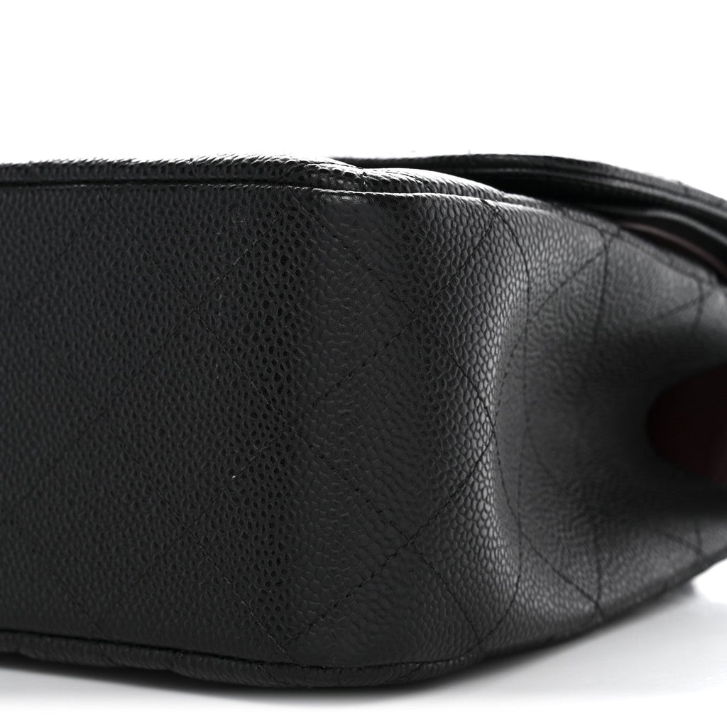 Caviar Quilted Jumbo Double Flap Black