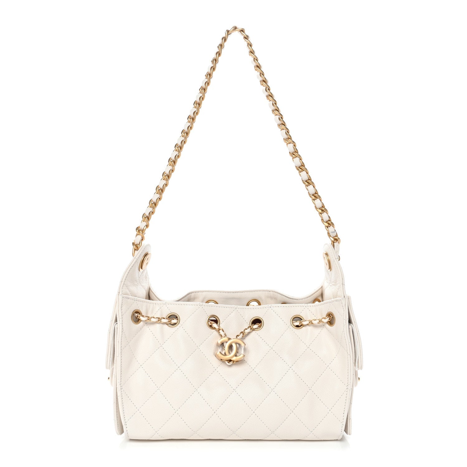 Caviar Quilted Mini Chanel 25 Handbag White