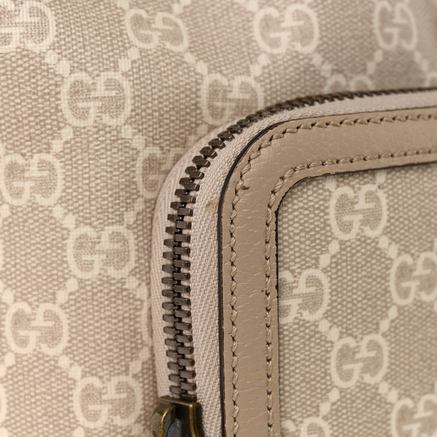 GG Supreme Monogram Azalea Calfskin Retro Interlocking G Buckle Backpack Beige Mystic White