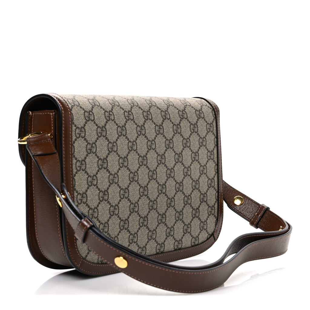 GG Supreme Monogram Horsebit 1955 Shoulder Bag Beige Brown Sugar