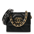 Lambskin Quilted Chanel 19 Flap Coin Purse With Chain Black