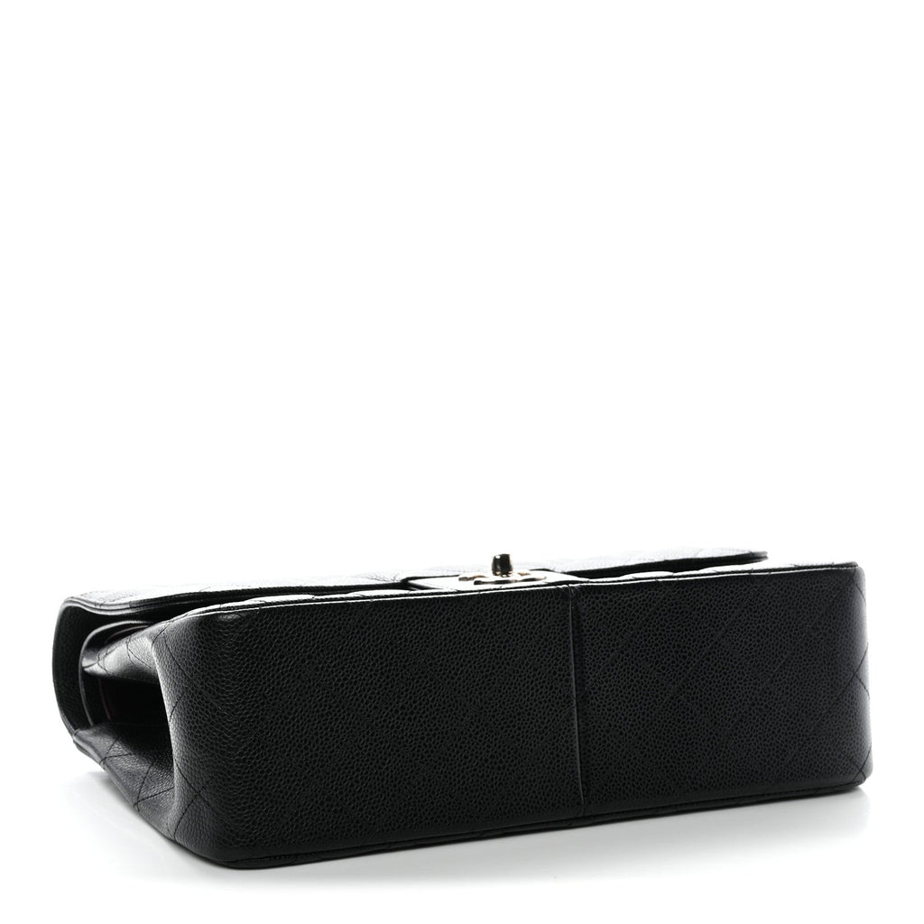 Caviar Quilted Jumbo Double Flap Black