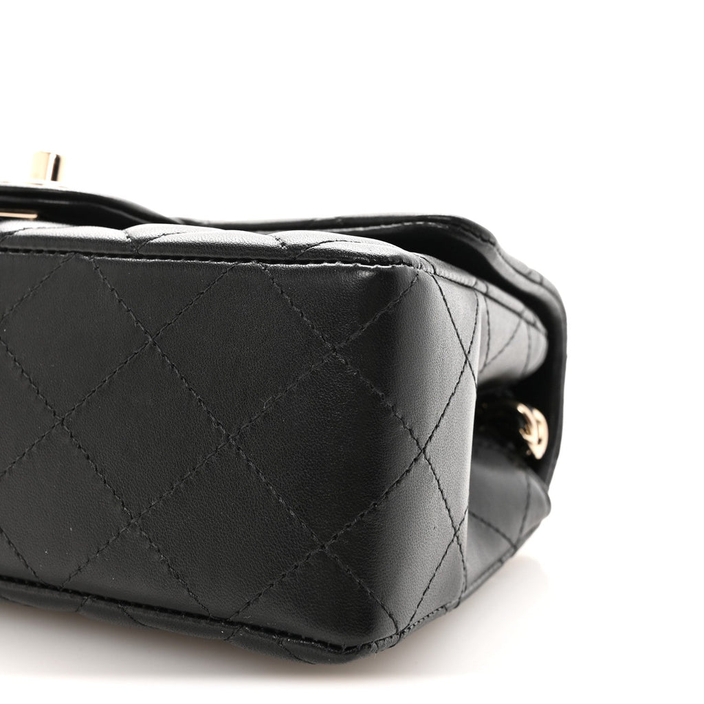 Lambskin Quilted Mini Rectangular Flap Black