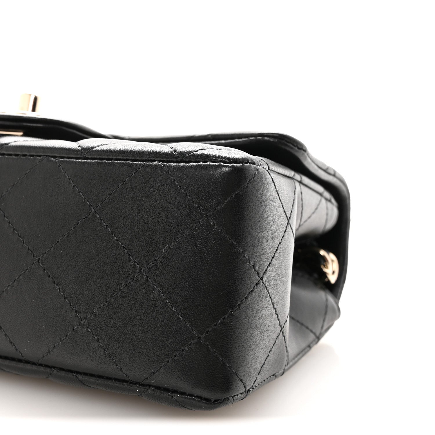 Lambskin Quilted Mini Rectangular Flap Black