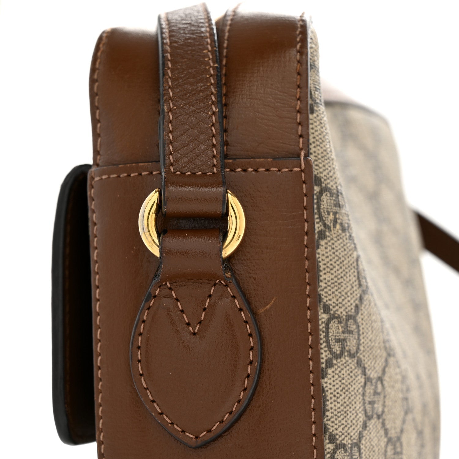GG Supreme Monogram Small Horsebit 1955 Shoulder Bag Beige Brown Sugar