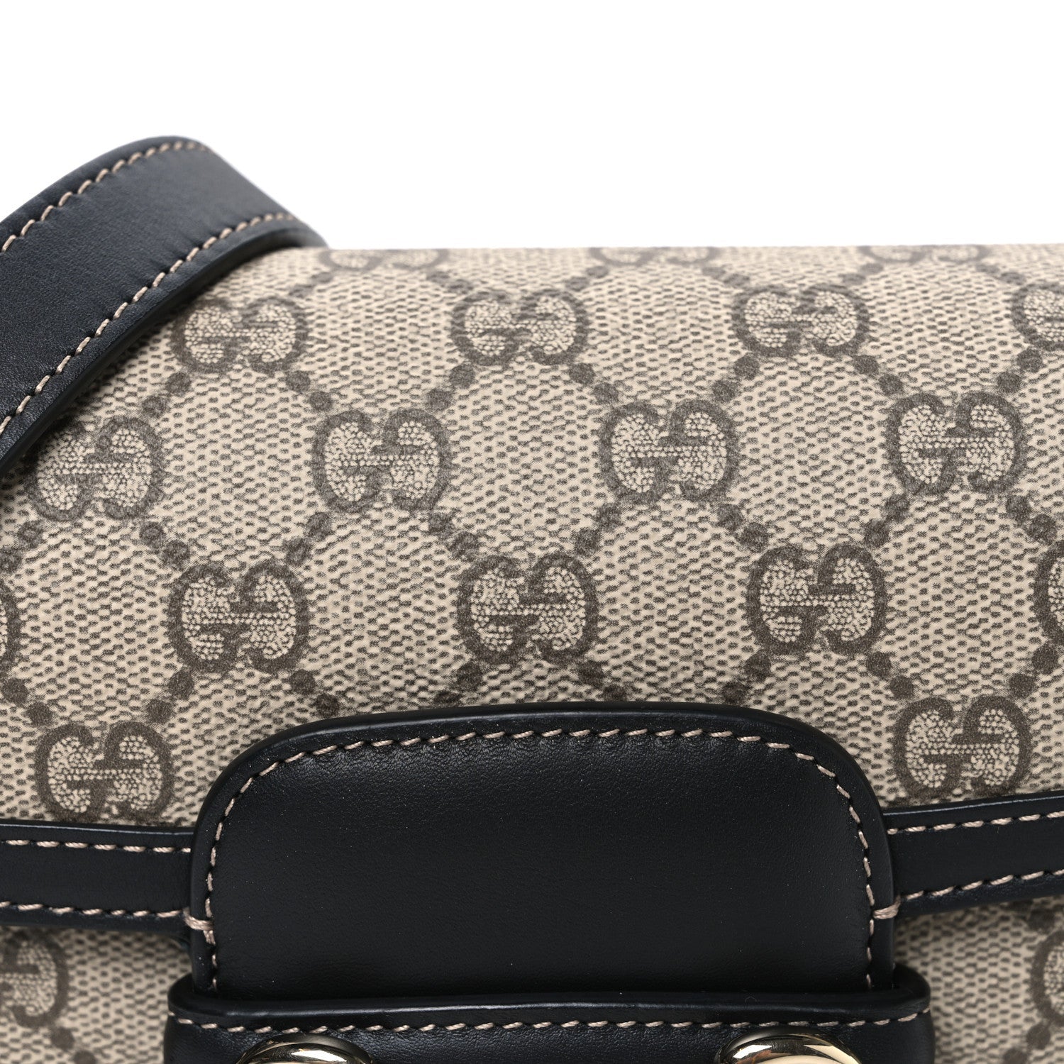 GG Supreme Monogram Horsebit 1955 Soft Small Shoulder Bag Beige Black
