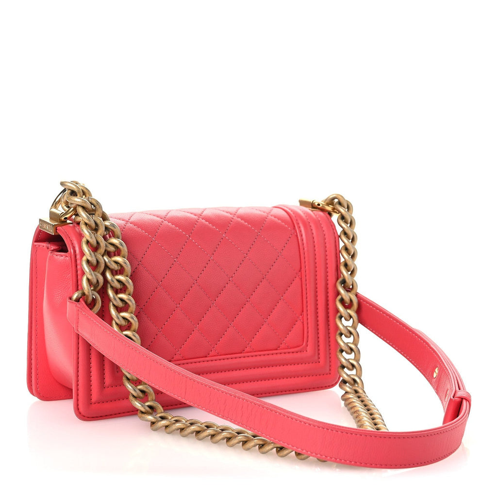 Caviar Quilted Small Boy Flap Pink