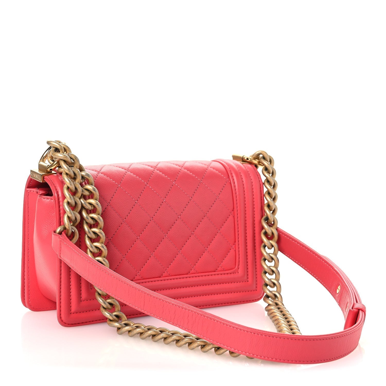 Caviar Quilted Small Boy Flap Pink
