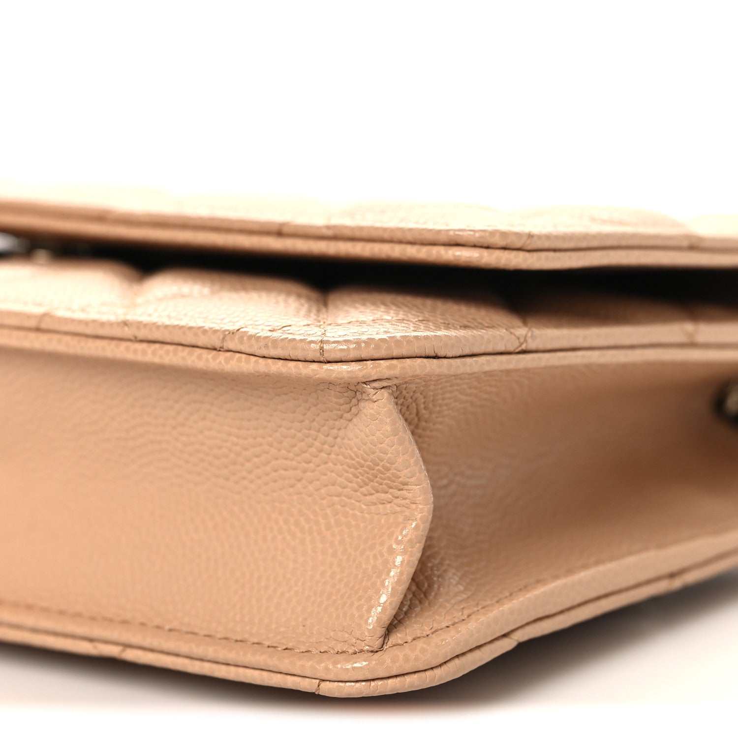 Caviar Quilted Wallet on Chain WOC Beige