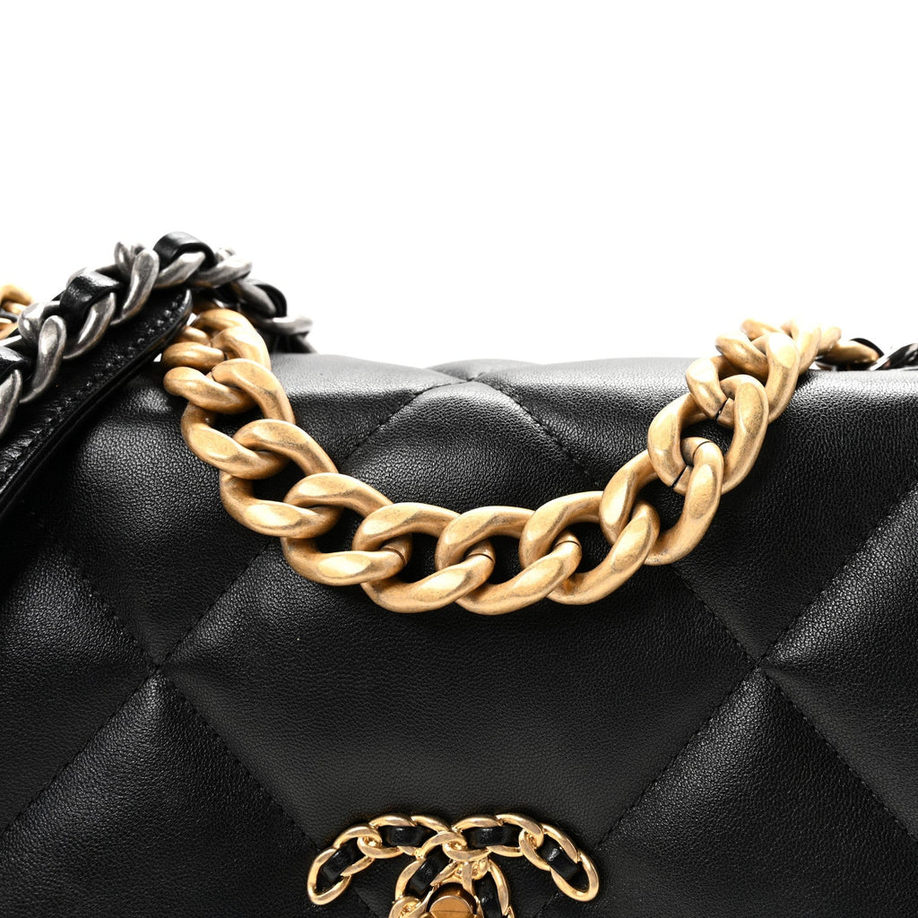 Lambskin Quilted Medium Chanel 19 Flap Black