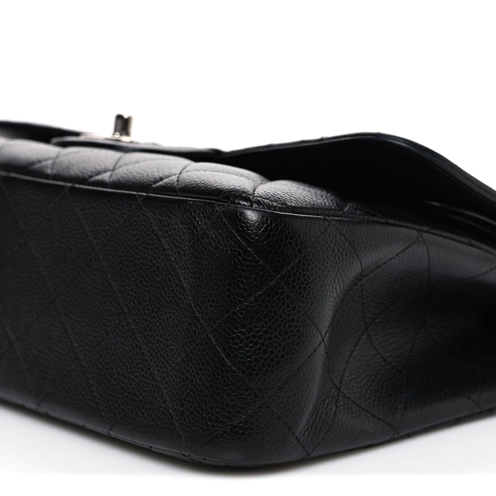 Caviar Quilted Jumbo Double Flap Black