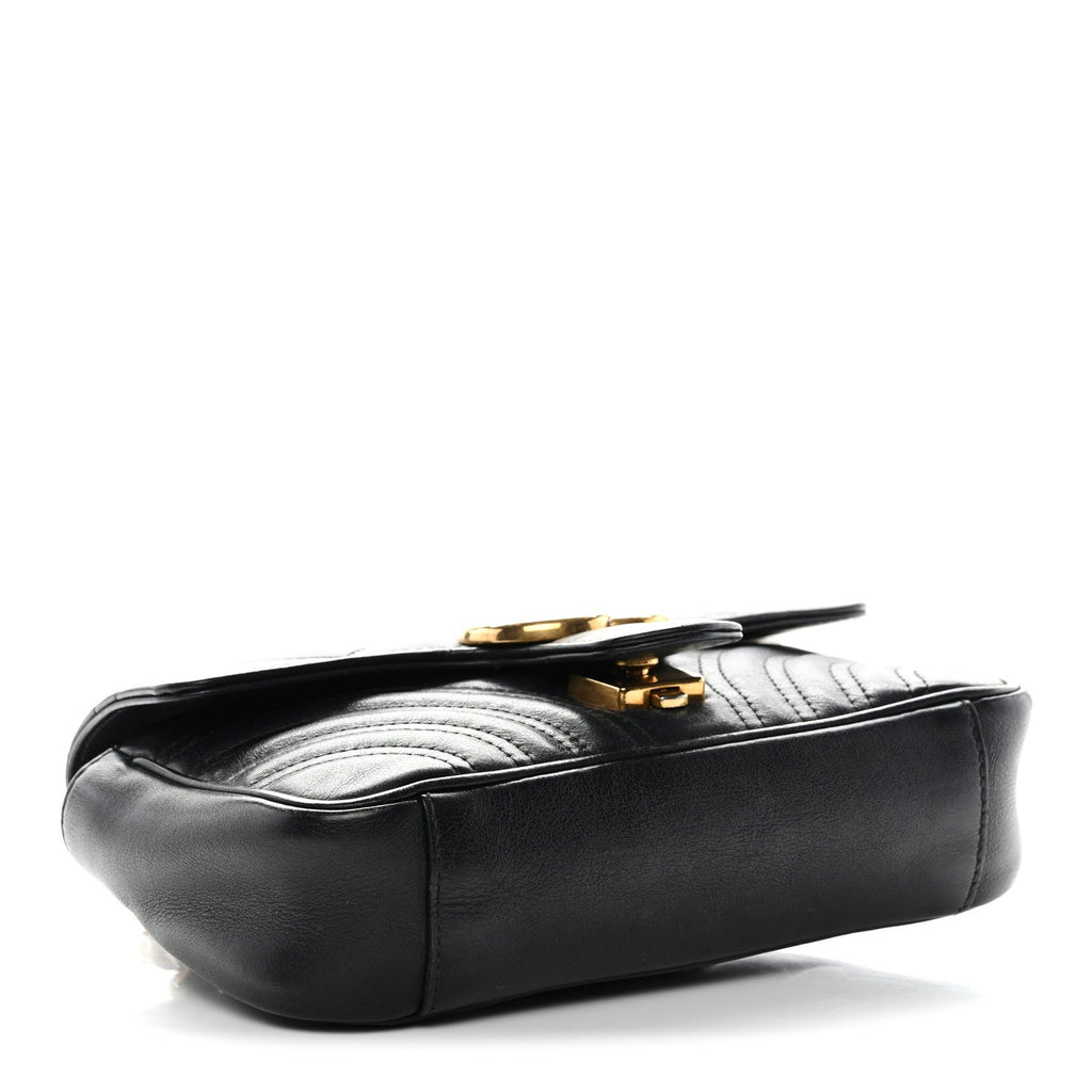 Calfskin Matelasse Mini GG Marmont Shoulder Bag Black
