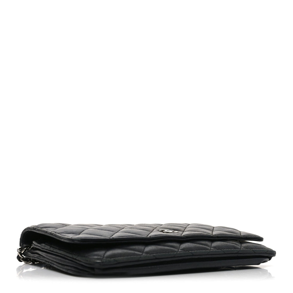 Lambskin Quilted Wallet On Chain WOC Black