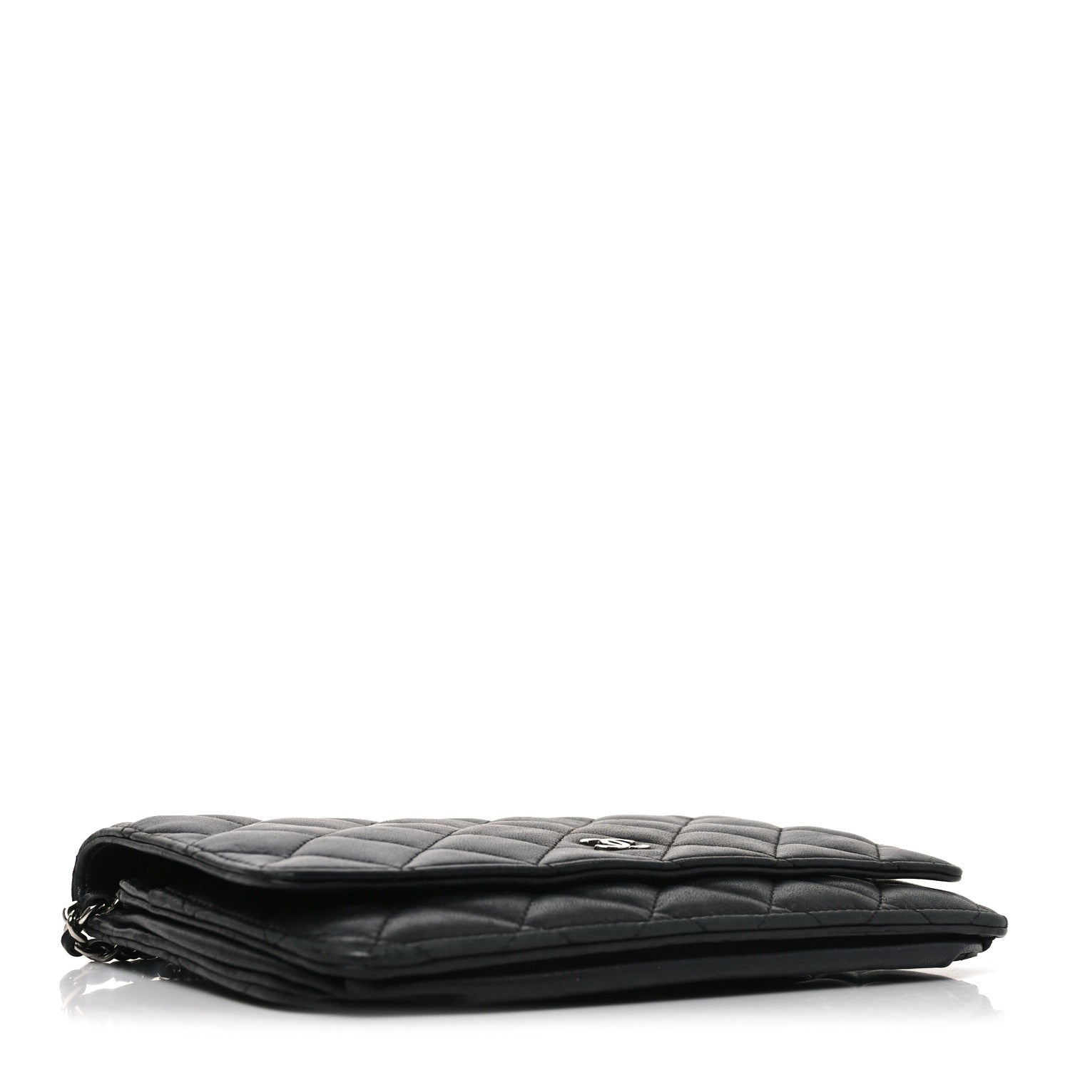 Lambskin Quilted Wallet On Chain WOC Black
