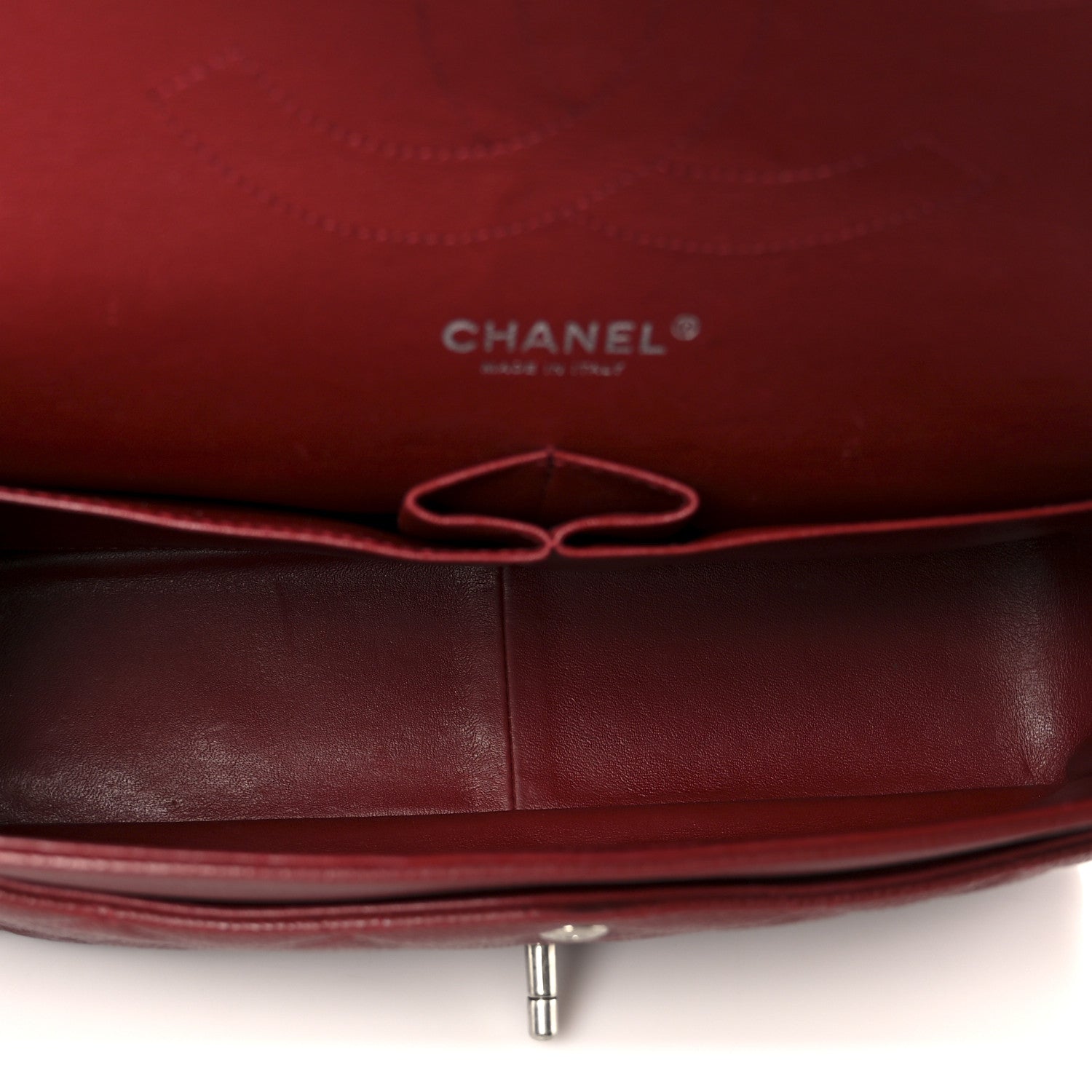 Caviar Quilted Jumbo Double Flap Dark Red
