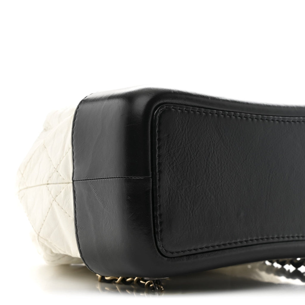 Aged Calfskin Quilted Small Gabrielle Backpack Black White