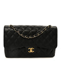 Caviar Quilted Jumbo Double Flap Black