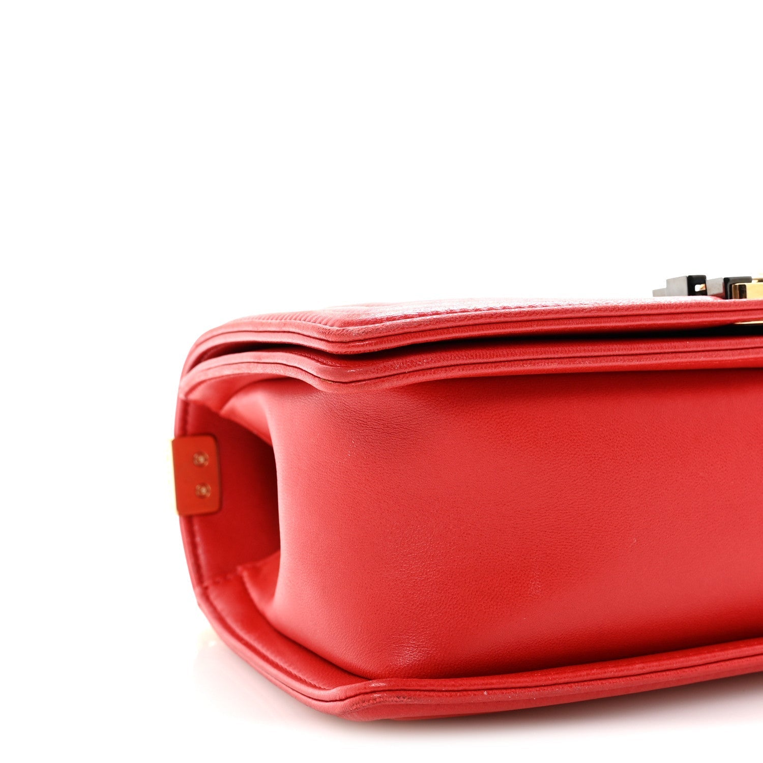 Lambskin Embossed Medium Boy Cube Flap Red