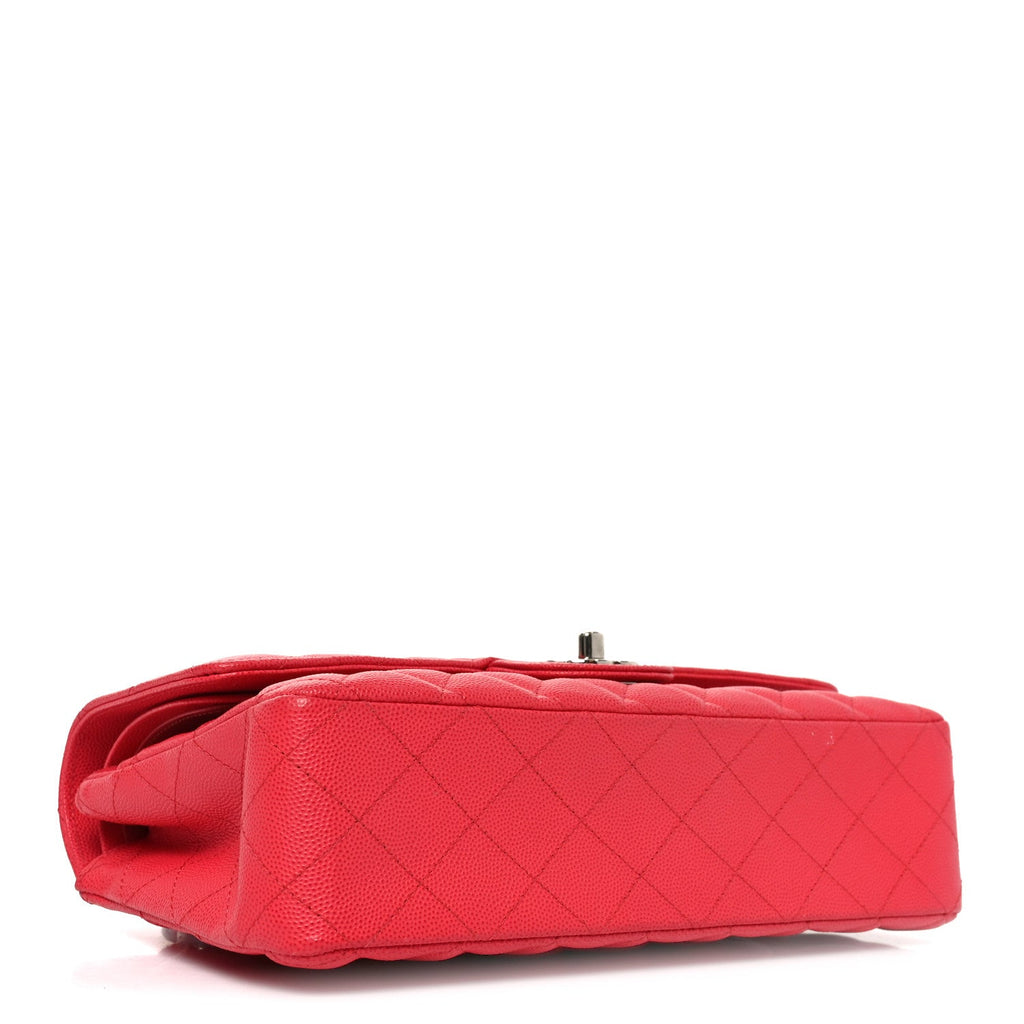 Caviar Quilted Medium Double Flap Dark Pink