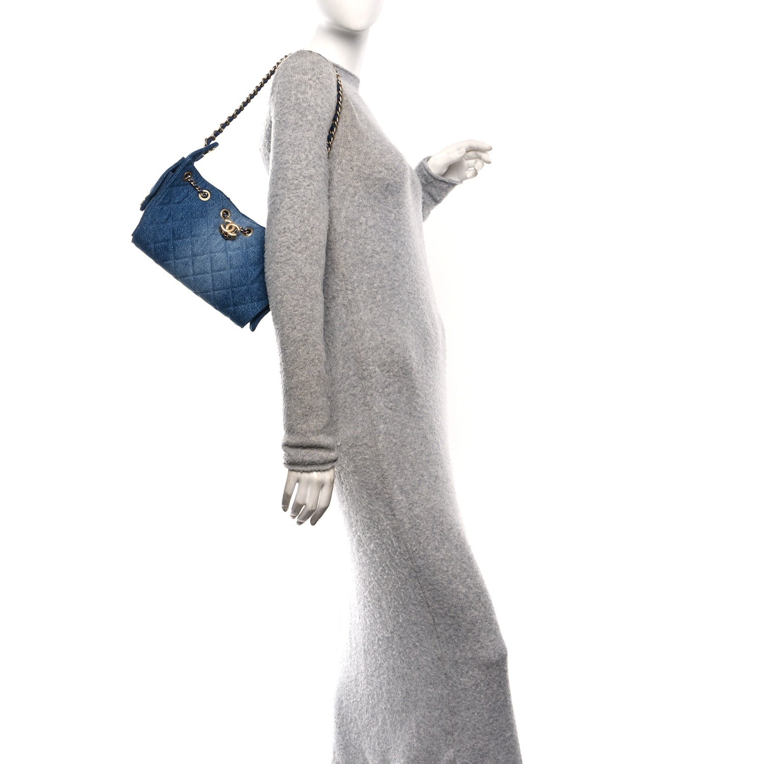 Washed Denim Quilted Mini Chanel 25 Handbag Blue